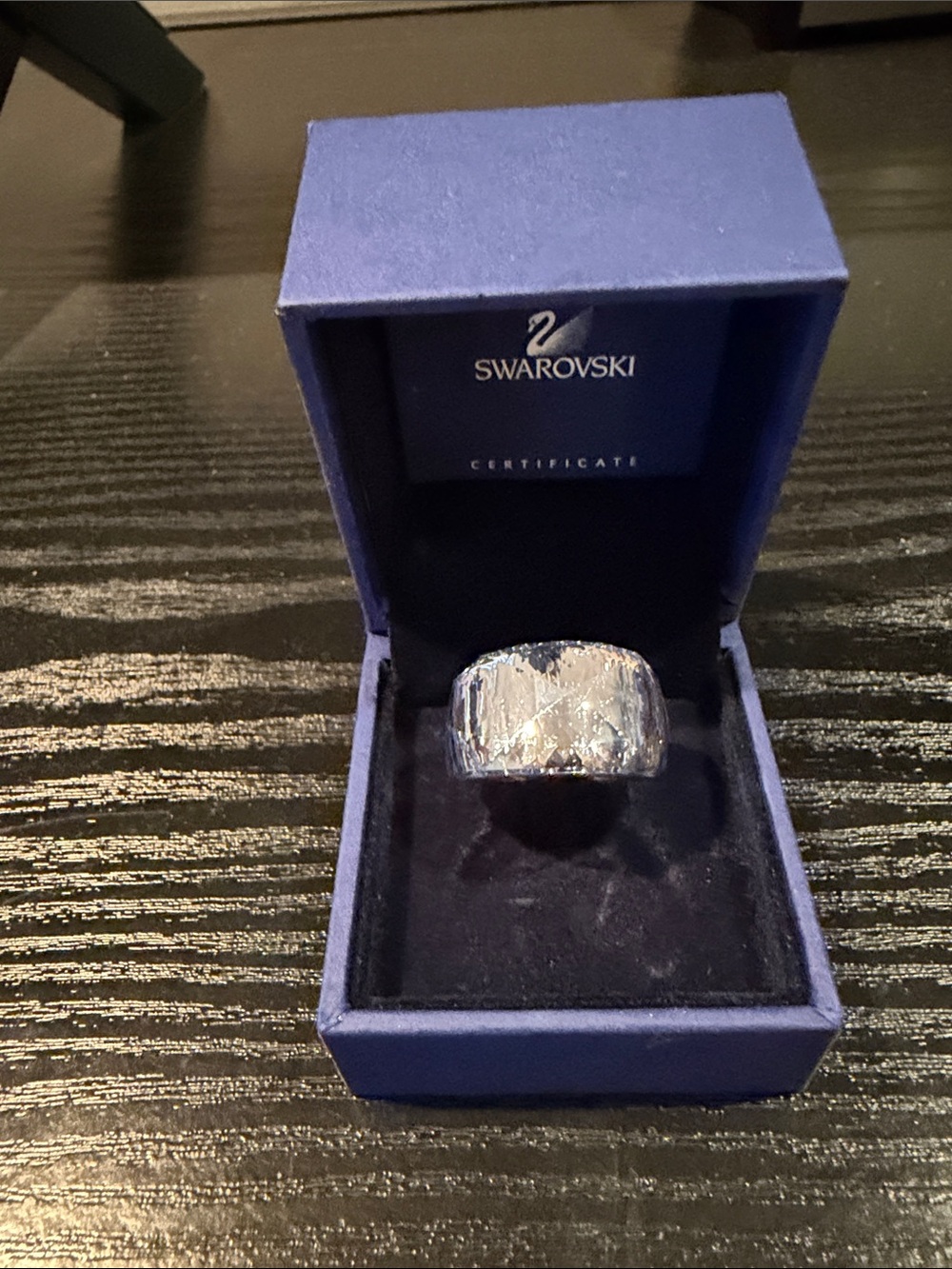 Swarovski Silver Crystal-Effect Wide Band Ring